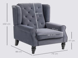 Wingback Accent Chair, Retro Upholstered Button Tufted Occasional Chair for Living Room and Bedroom, T3398P344669