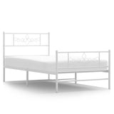 Metal Bed Frame without Mattress with Footboard White 90x200cm 355327