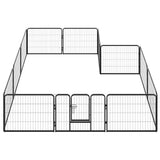 170573 Dog Playpen 12 Panels Steel 80x60 cm Black