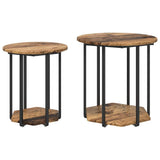 Side Table Set with Shelf 2 pcs Brown 869718
