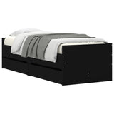 Bed Frame Black Engineered wood, Plywood Single Bed Frame 3207351