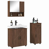 Bathroom Furniture Set 3 pcs Brown Oak Engineered wood & Metal 3392960