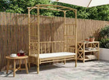 Garden Arch with Bench Cream White 115 x 50 x 205 cm Bamboo 42028057