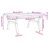 Coffee Table Y-Frame 90x90x45.5 cm Solid Wood Pine and Steel 3282775