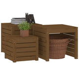 3 Piece Garden Box Set Honey Brown Solid Wood Pine 823958