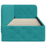 Corner Bed Frame with Headboard Turquoise 80 x 200 cm Velvet 42016521