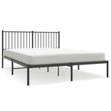 ZNTS Metal Bed Frame without Mattress with Headboard Black 150x200cm 350866