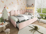 Upholstered Bed Daybed With Pull-Out Bed, 3FT Single Sofa Bed 90X190Cm,Guest Beds For Adults and N601P272133P