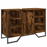 Bathroom Sink Cabinet Smoked Oak 91x35x60 cm Engineered Wood 848666