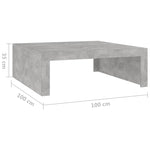 ZNTS Coffee Table Concrete Grey 100x100x35 cm Engineered Wood 808571