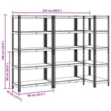 5-Layer Heavy-duty Shelves 3 pcs Silver Steel&Engineered Wood 3307597