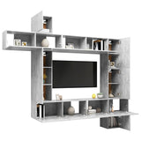 9 Piece TV Cabinet Set Concrete Grey Engineered Wood 3079158
