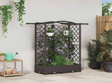 Raised Bed with Trellis and Roof Brown 124 x 40 x 126 cm PP 42032509