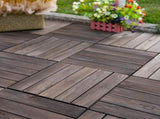 27 Pcs Solid Wood Interlocking Decking Tiles For Patio, Balcony, Roof Terrace, Hot Tub, Black, T3398P320027