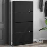 Shoe Cabinet with 4 Flip-Drawers Black 80x21x163.5 cm 3214365