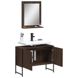 2 Piece Bathroom Cabinet Set Brown Oak Engineered Wood 3214343
