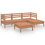 ZNTS 5 Piece Garden Lounge Set Solid Pinewood Honey Brown 3082675