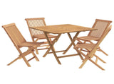 5 Piece Folding Garden Bistro Set Natural Solid Teak Wood 3434110
