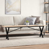 ZNTS Coffee Table X-Frame 160x40x45 cm Solid Wood Pine and Steel 3282690