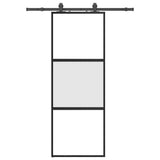 Sliding Door with Hardware Set Black 76x205 cm Tempered Glass 3375913