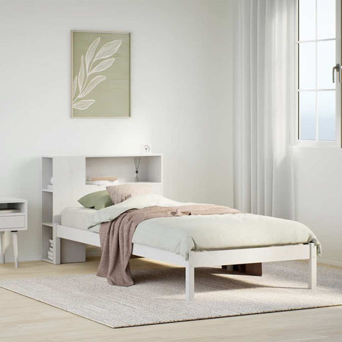 Bookcase Bed without Mattress White 100x200 cm Solid Wood Pine 3321566