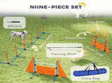 Seven-Piece Dog Agility Equipment Set with Weave Poles, Jump Ring, Hurdle, Pause Box, Carry Bag, T3398P349781
