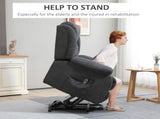 Overstuffed Riser and Recliner Chairs for the Elderly with 8 Vibration Massage, Fabric Upholstered T3398P378882