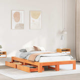 Bed Frame without Mattress Wax Brown 135x190 cm Double Solid Wood Pine 3309016