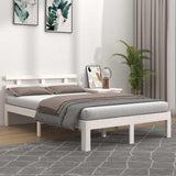 Bed Frame without Mattress White Solid Wood 150x200 cm King Size 814760