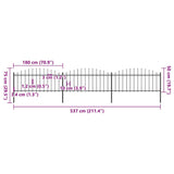 Garden Fence with Spear Top Steel 537x75 cm Black 277705