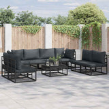 Garden Sofa Set with Cushion 9 pcs Black Aluminium 3378853