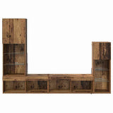 TV Wall Units Wall-mounted 4 pcs Old Wood Engineered Wood 3402944