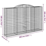 Arched Gabion Baskets 13 pcs 300x50x180/200 cm Galvanised Iron 3146784