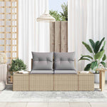 Garden Sofa with Cushion Beige 123 x 62 x 69cm Poly Rattan 42006795