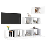 4 Piece TV Cabinet Set White Engineered Wood 3078736