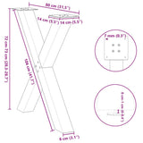 Dining Table Legs X-Shaped 3 pcs White 80x cm Steel 4012993