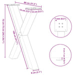 ZNTS Dining Table Legs X-Shaped 3 pcs White 80x cm Steel 4012993