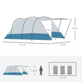 6-8 Person Tunnel Tent, Camping Tent with Bedroom, Living Room, Sewn-in Floor, 3 Doors and Carry T3398P348996