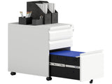 3-Drawer Steel Filing Cabinet with Lock and Wheels - White T3398P341015