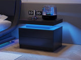 Nightstand LED Bedside Table Cabinet Lights Modern End Side with 2 Drawers for Bedroom T3272P287611