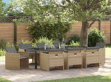 Garden Dining Set 9 pcs Beige Poly Rattan 3380616