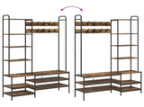 Coat Stand with Shoes Bench Smoked Oak 120.5 x 34 x 190 cm 8012040