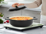 Cast iron 5QT cooking pot - Pure black - includes two silicone gloves - Enamel pot 84744253