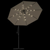 Cantilever Garden Parasol with LED Lights and Steel Pole 300 cm Taupe 44522