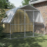 Dog Cage with Roof and Door Silver Galvanised Steel 3294908