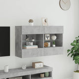 TV Wall Cabinet with LED Lights Concrete Grey 98.5x30x60.5 cm 837109