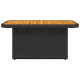 Garden Table Black 90x55x71 cm Poly Rattan and Acacia Wood 368275