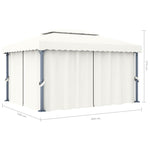 ZNTS Gazebo with Curtain 4x3 m Cream White Aluminium 3053375