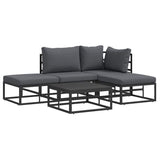 Garden Sofa Set with Cushion 5 pcs Black Aluminium 3378855