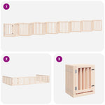 Dog Gate with Door Foldable 15 Panels 750 cm Poplar Wood 3155643